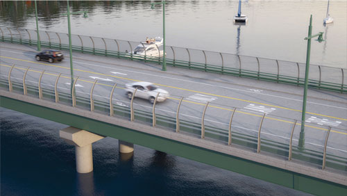 Conceptual renderings of a new, causeway-style bridge design - overhead view