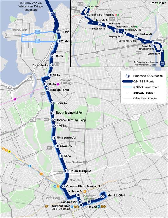 The Bronx-Flushing-Jamaica Select Bus Service Map