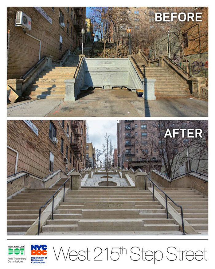 West 215th Step Street, before and after images